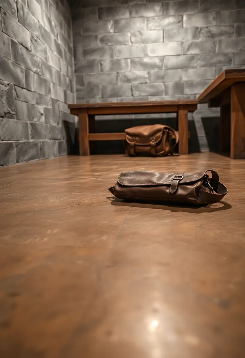 Basement concrete floor sealed with a tinted polyurethane showing a warm amber tone that deepens the natural concrete color