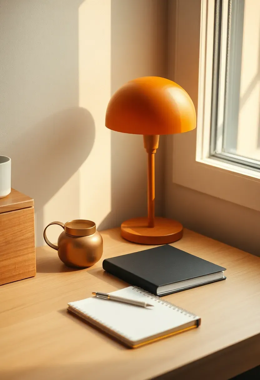 Compact writing desk with Bakelite lamp