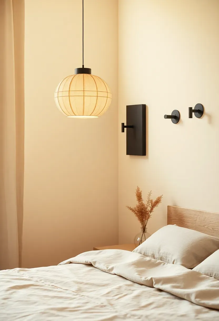 Layered light zones with paper pendant and sconces