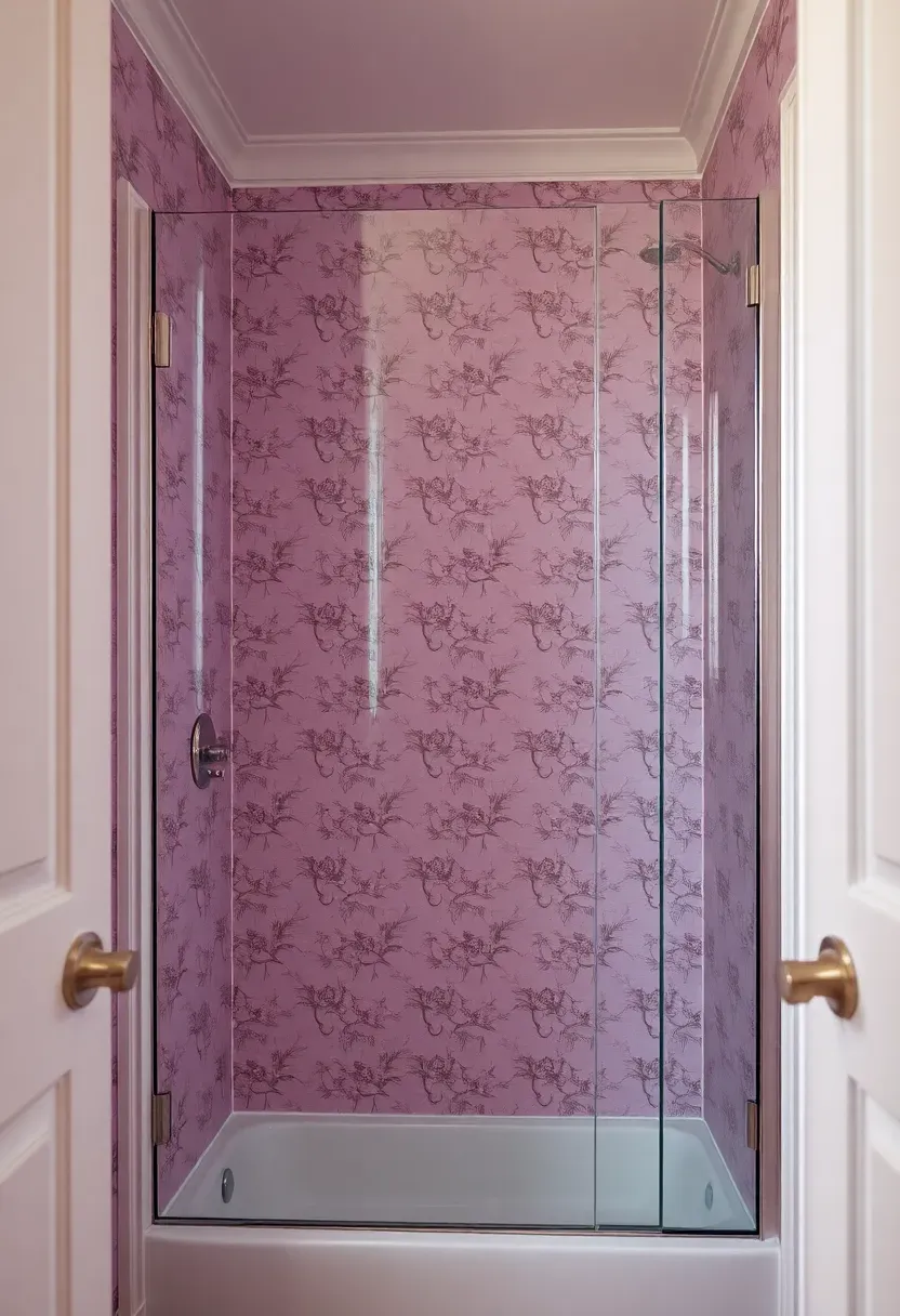 Lilac Wallpaper with Floral Pattern