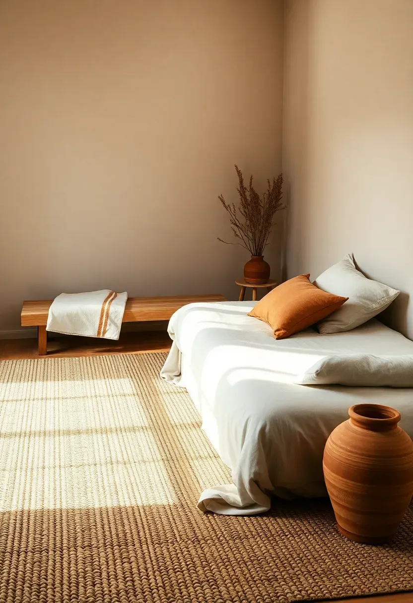 Woven jute rug to ground wide-plank floors