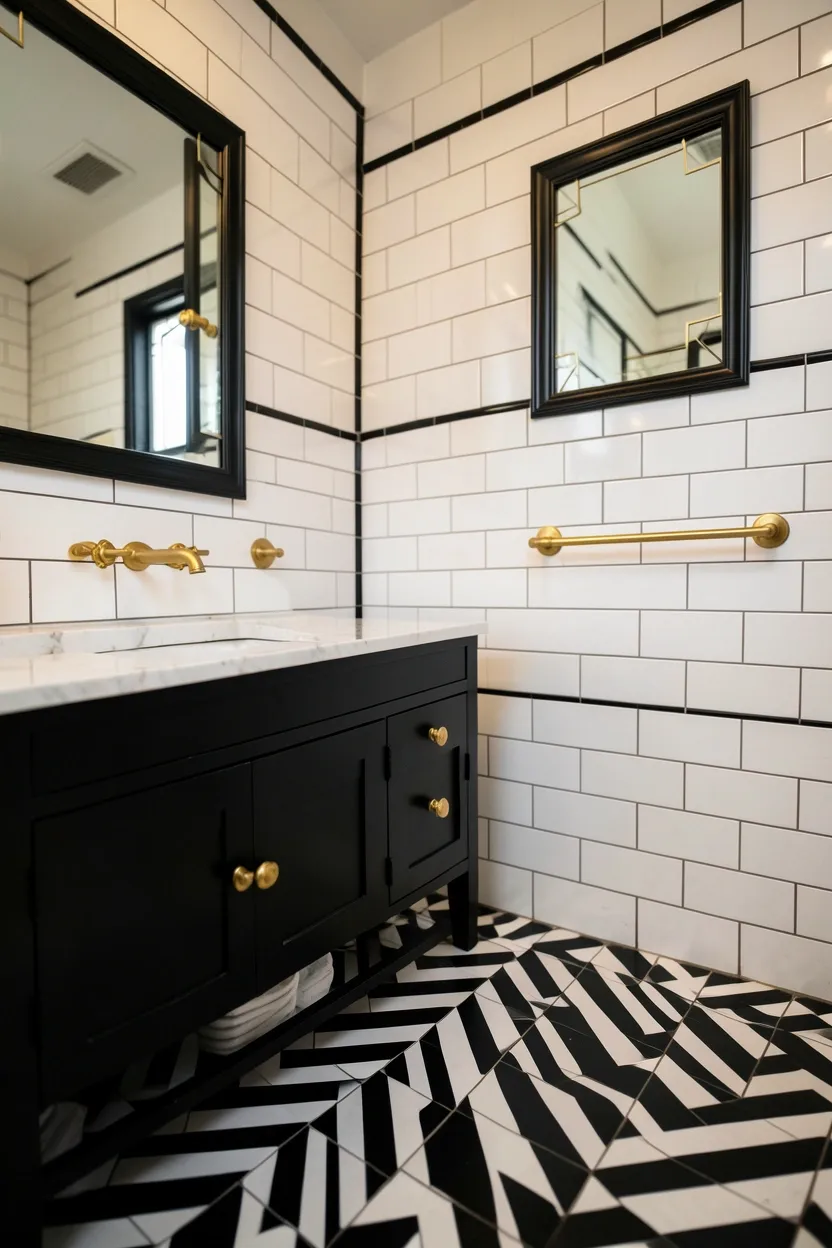 White wall-mounted sink on a cream tile wall in a minimalist renter-friendly bathroom