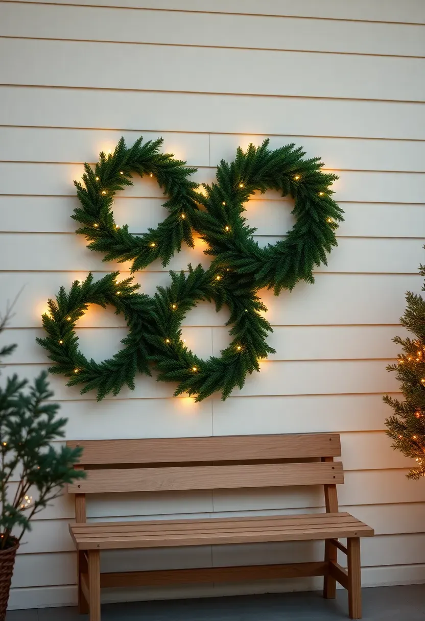 Backlit wreath grouping on the wall