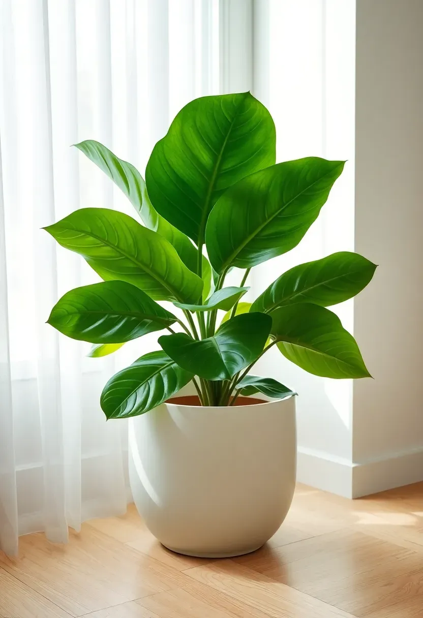 Large fiddle leaf fig in white ceramic planter