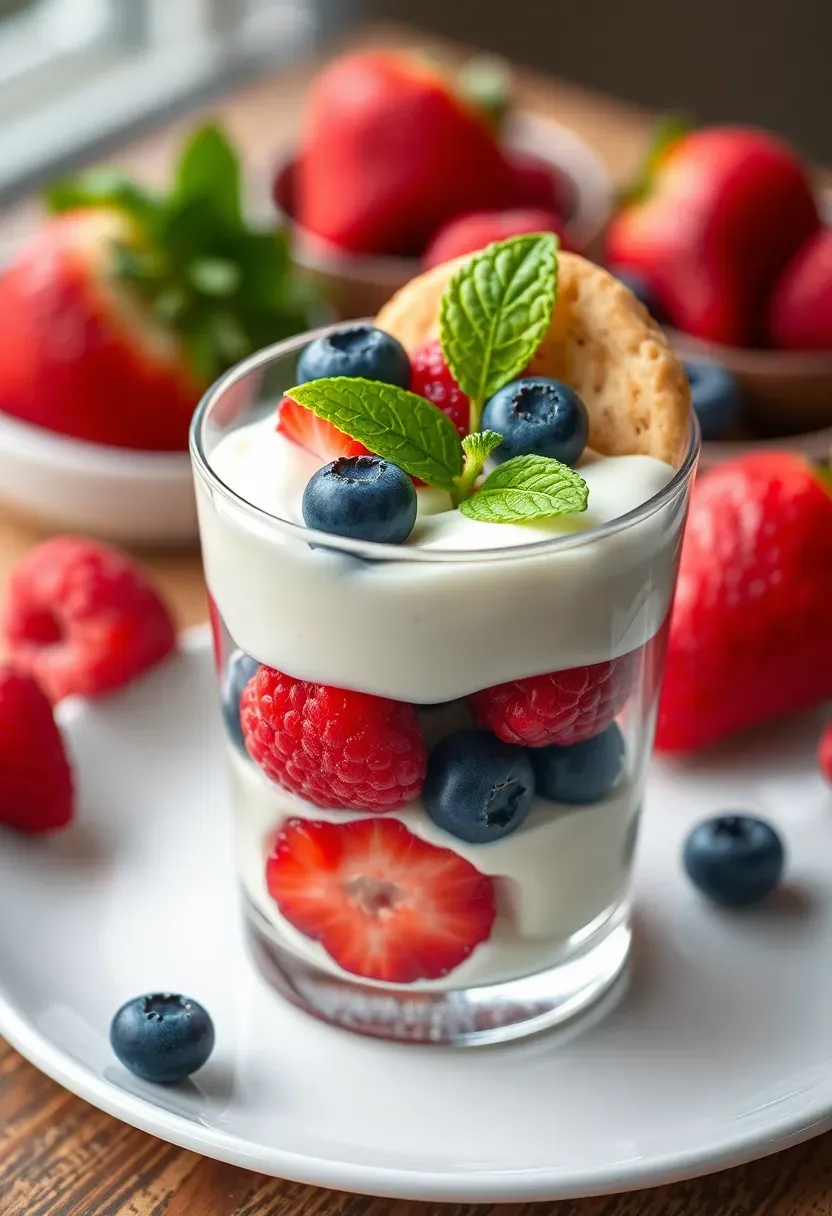 Berry and mascarpone charcuterie cup with mixed berries and sweet cream