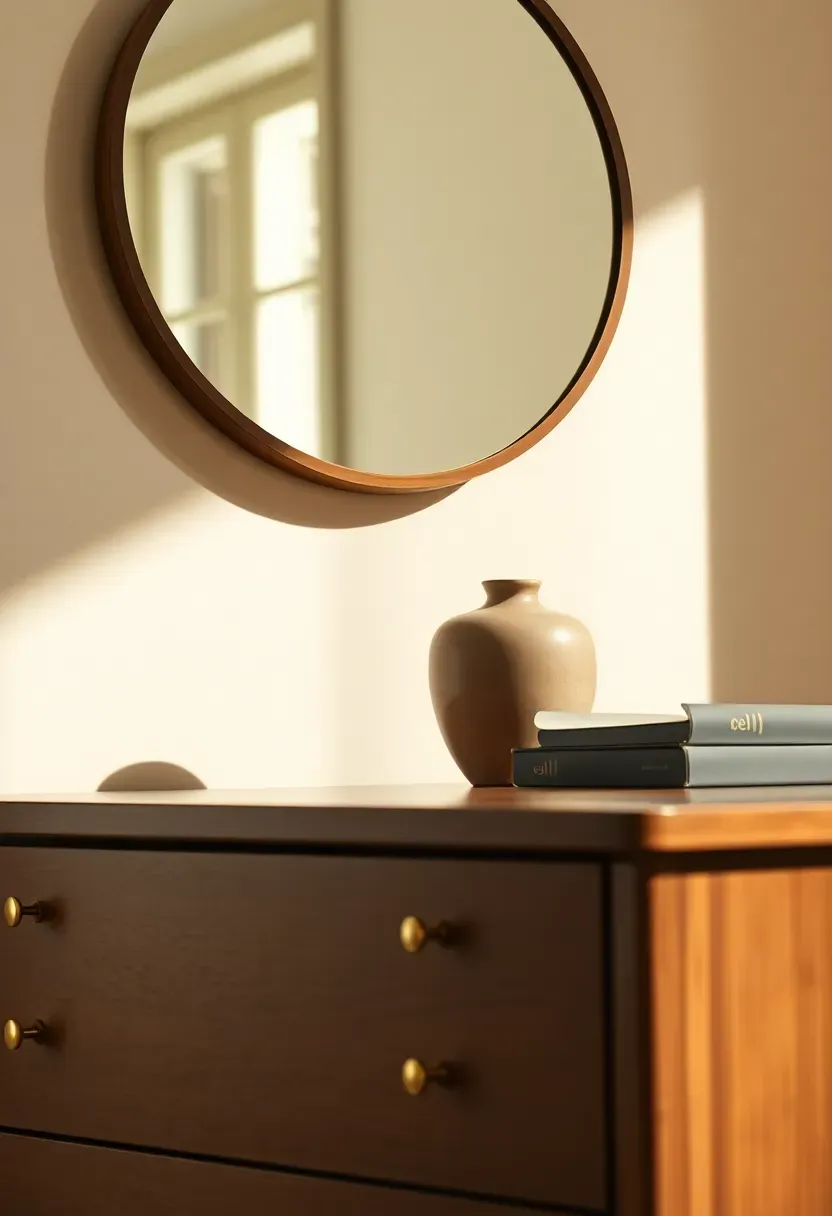 Brass hardware and mirror glow