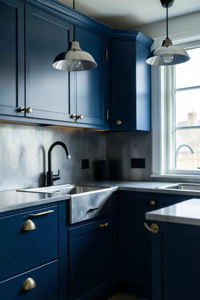 Blue Kitchen with Mixed Metal Hardware