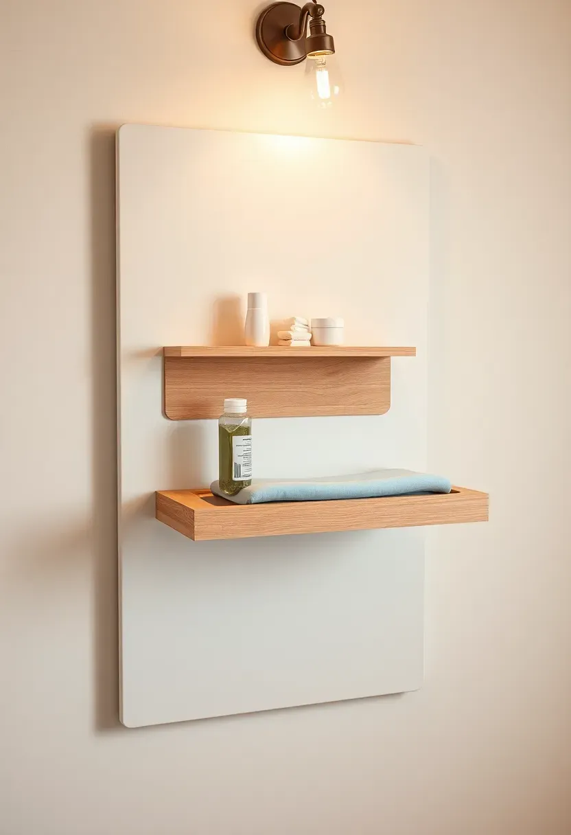 wall-mounted fold-down changing station in a small baby boy nursery freeing floor space