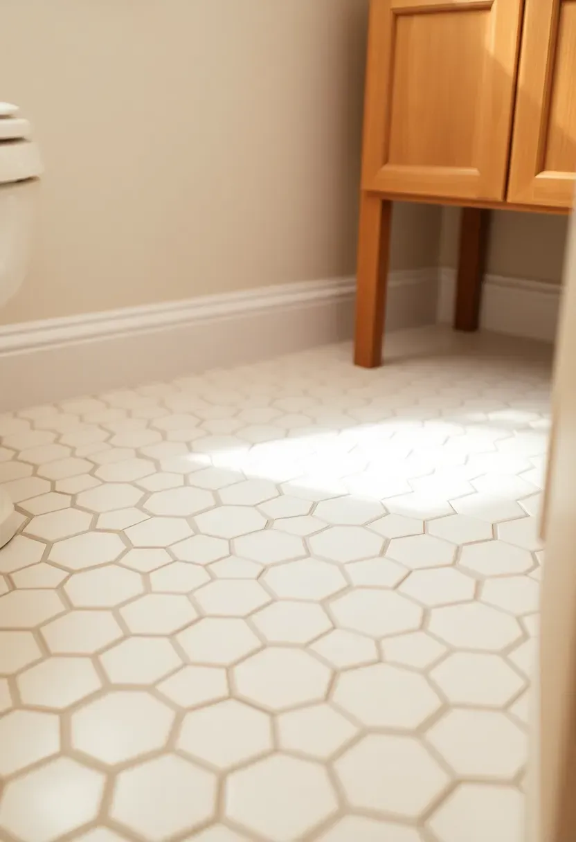 Hexagonal floor tile for visual interest