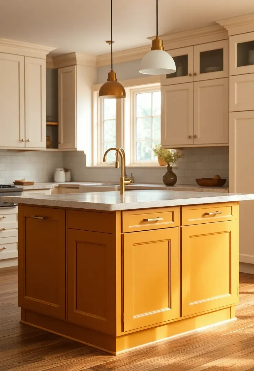 golden ochre kitchen accent color with earthy warm palette