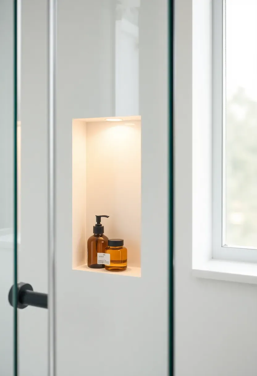 Frameless glass shower niche lighting