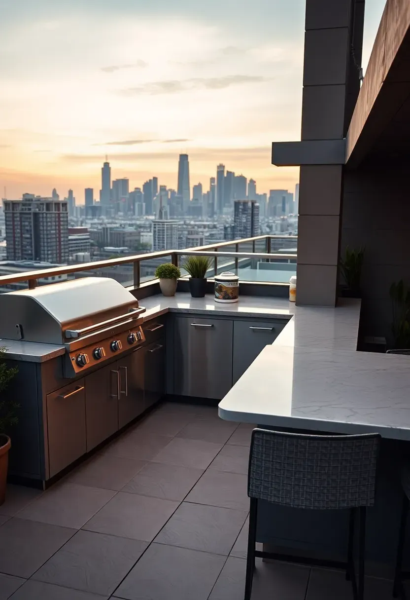 Outdoor kitchen with skyline views