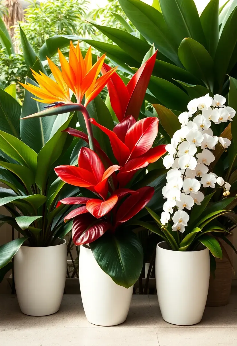 tropical paradise bloom bar with bird of paradise and orchids