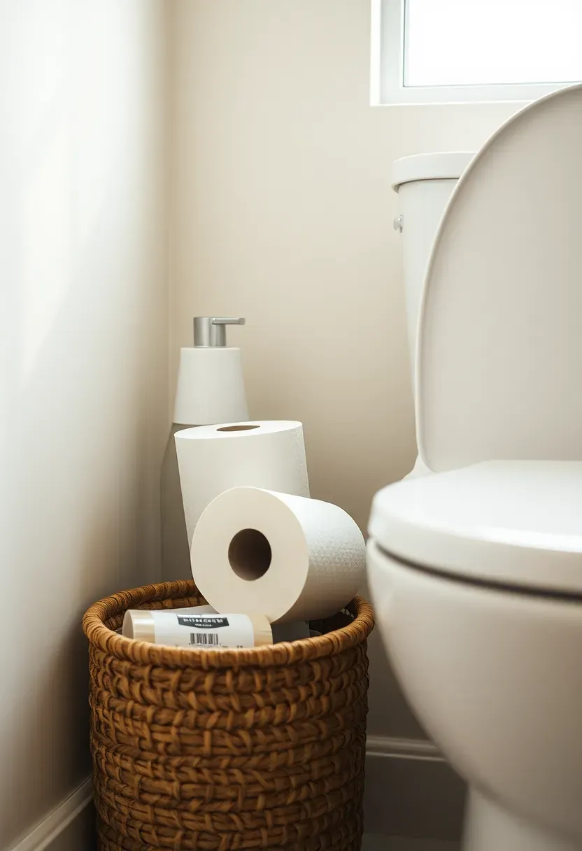 Textured bin for toilet paper rolls