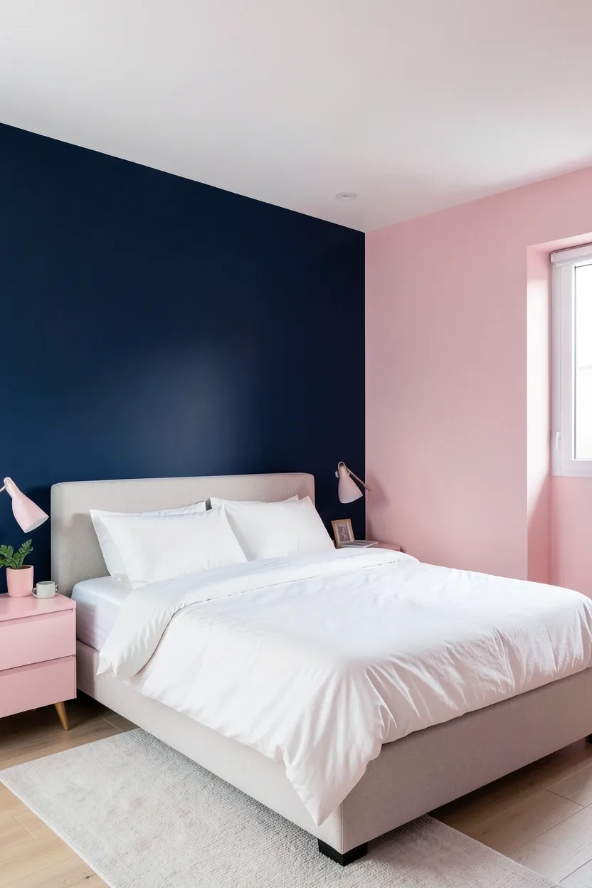 Pink and Navy Blue Color Blocking