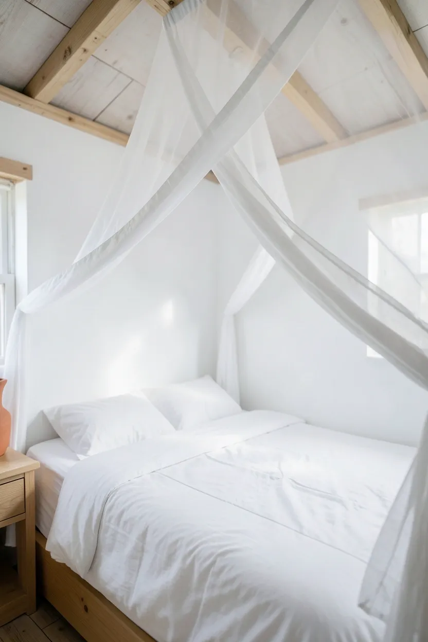 Sheer Gauze Canopy Over Bed