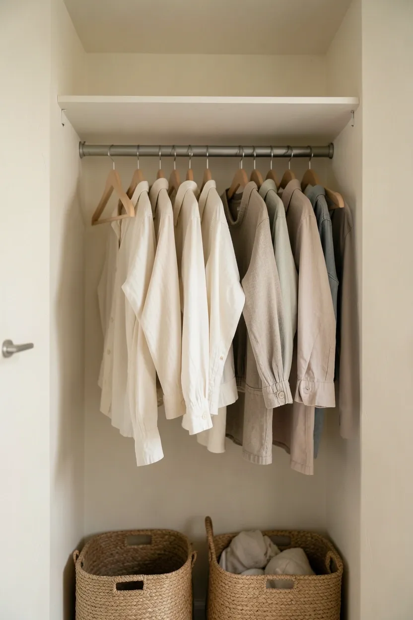 Minimalist home workspace with single notebook and pen — single-tasking setup in a calm, clutter-free rental space