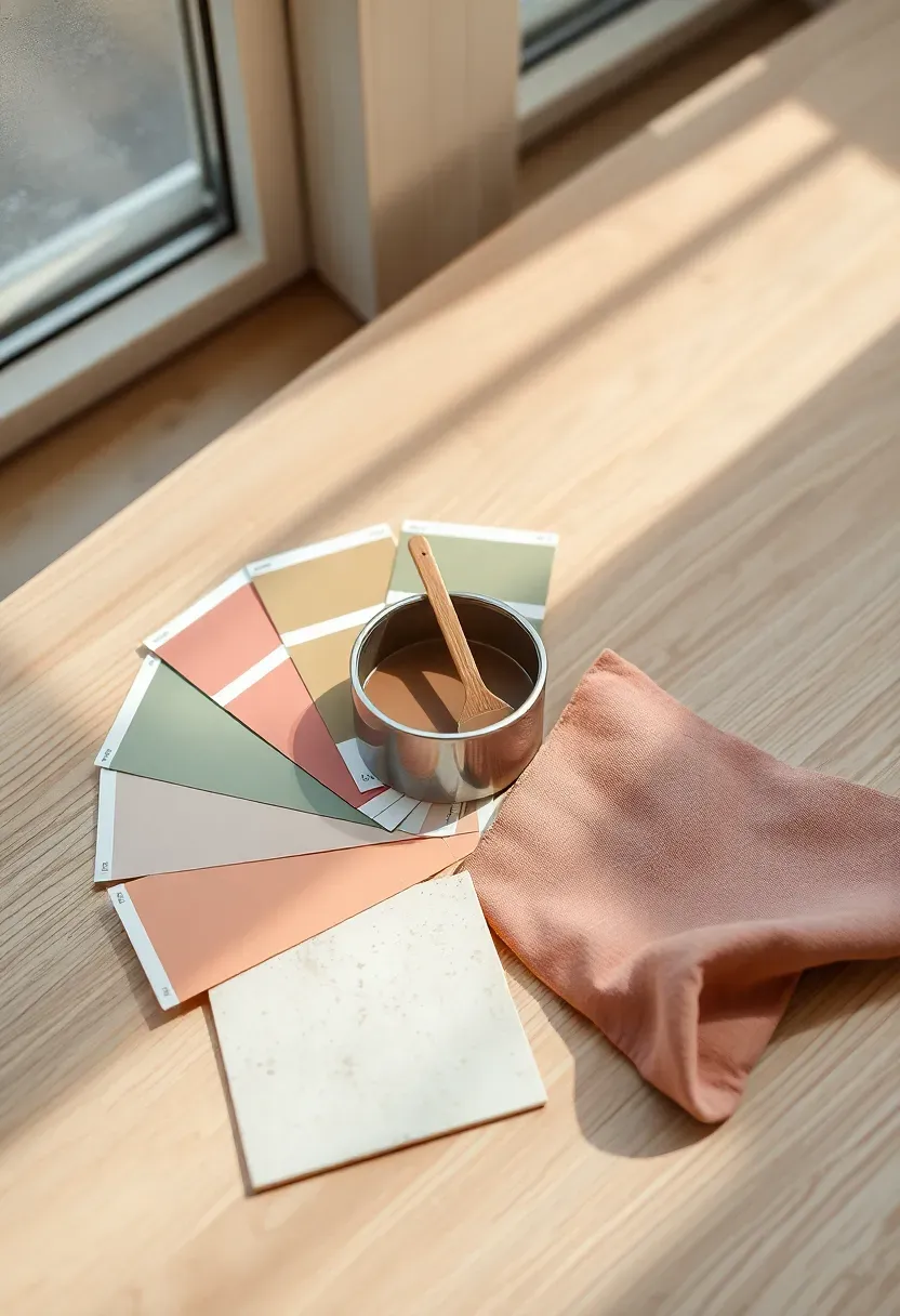 Choosing a cohesive color palette with swatches for room decoration