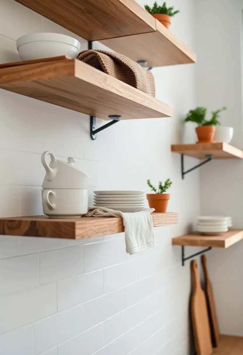 Open shelving wood accents