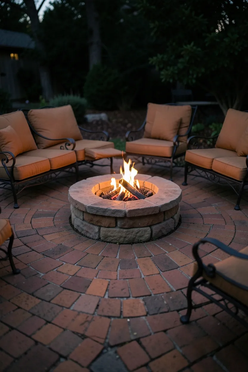 Circular Paver Patio with Fire Pit