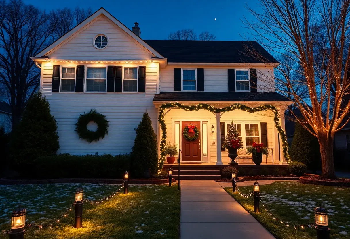 Outdoor Christmas decorations creating magical holiday curb appeal