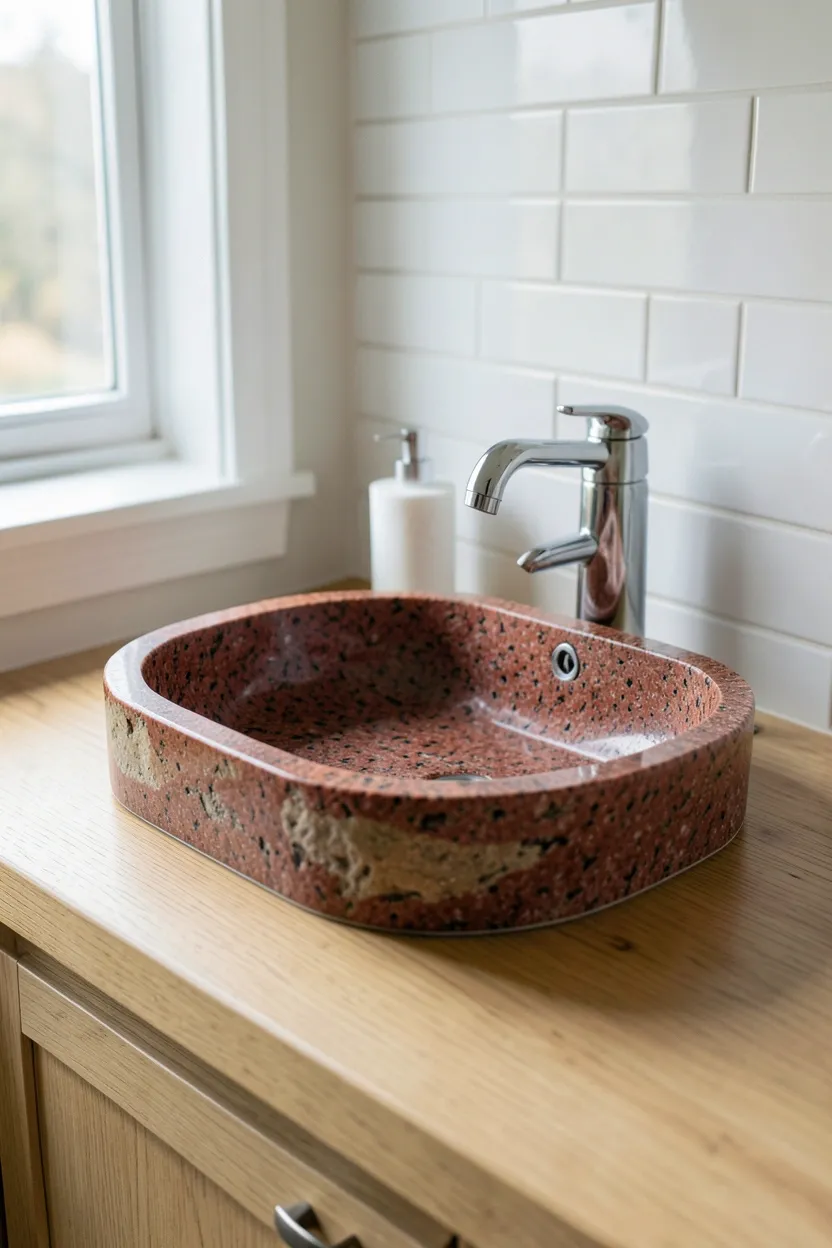 Red Stone Vessel Sink