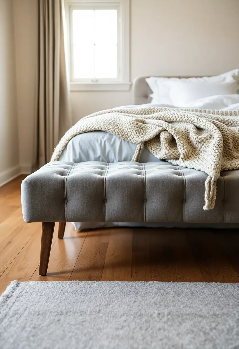 Bed bench with plush upholstery