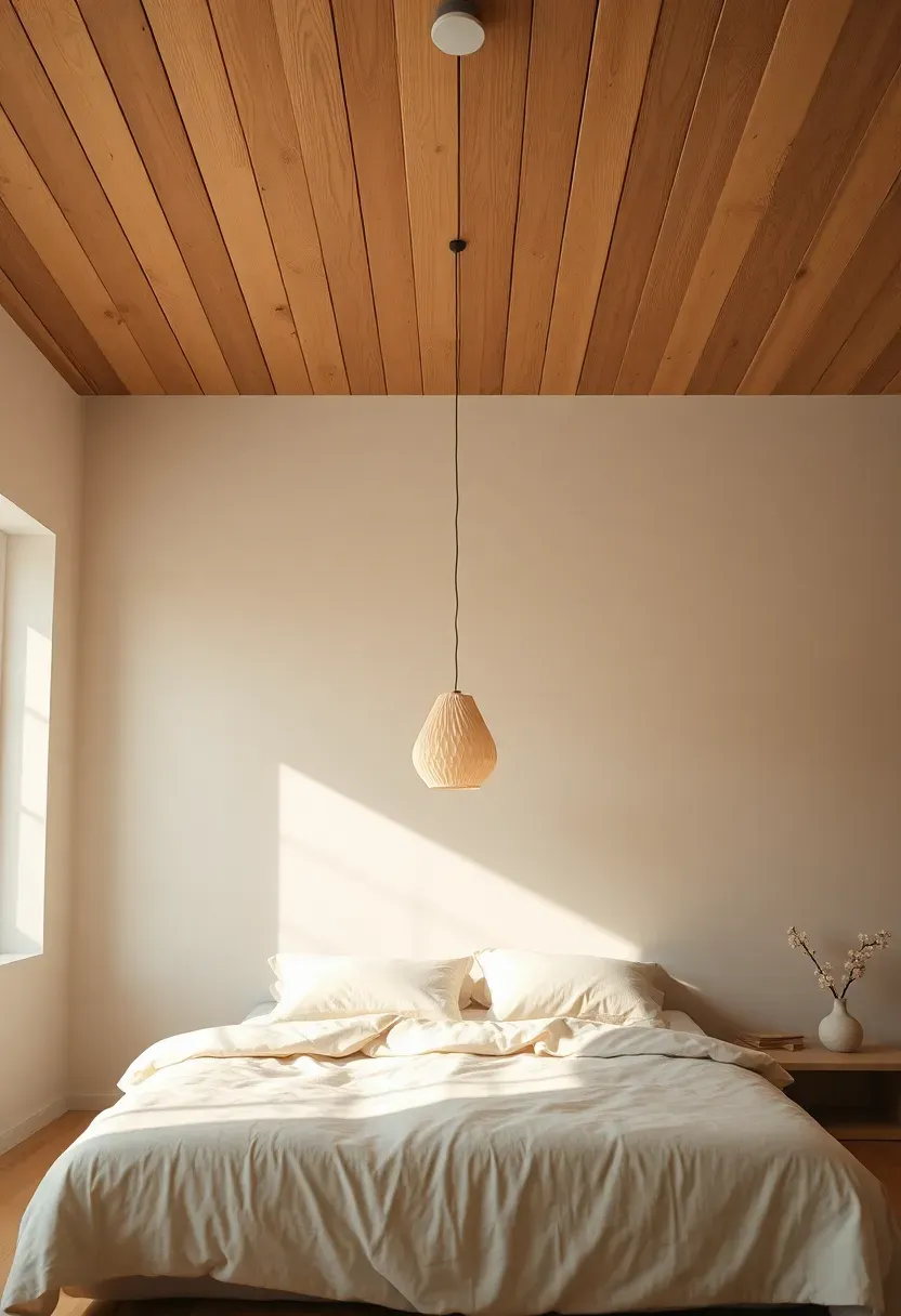 Light oak ceiling slats to warm the overhead plane
