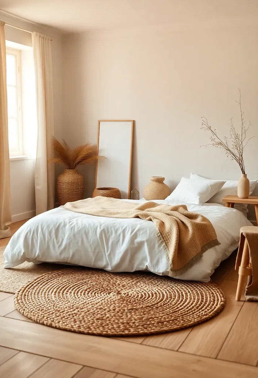 Woven jute runner and floor mat pairing