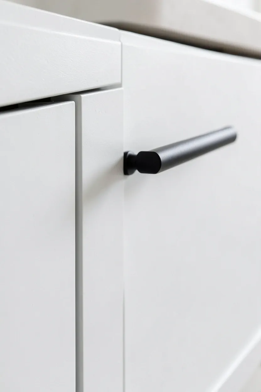 Minimalist Matte Hardware in Scandinavian Kitchen