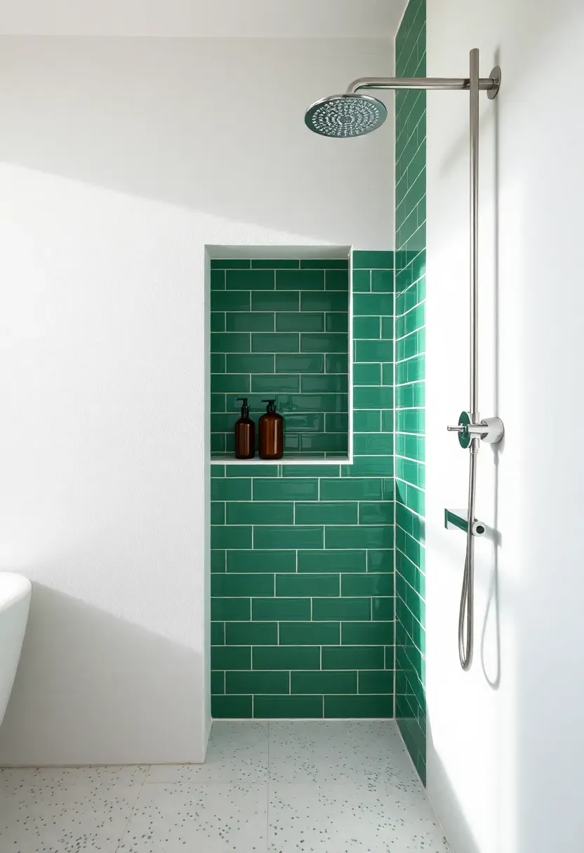 Emerald niche styling for green bathroom decor
