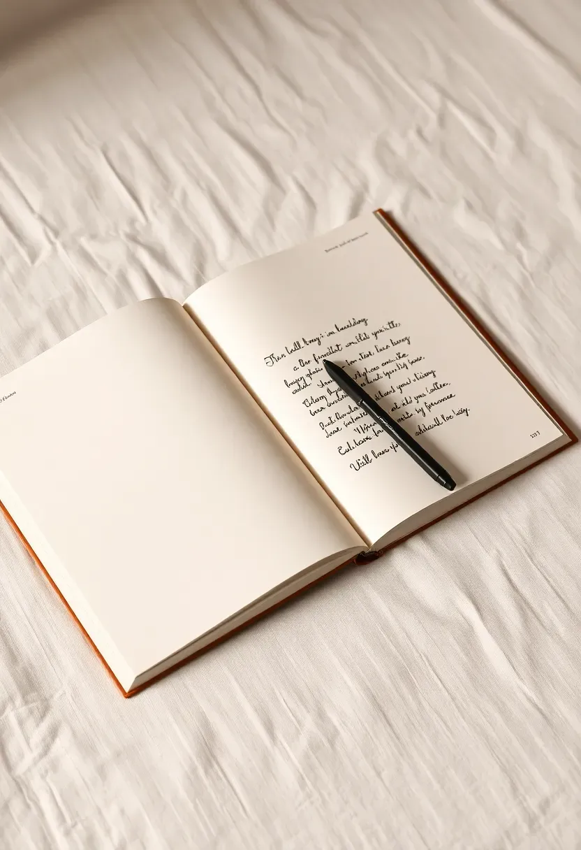 custom milestone baby board book used as a shower guest book open on a table with handwritten messages on the blank interior pages guests signing their names next to developmental milestones