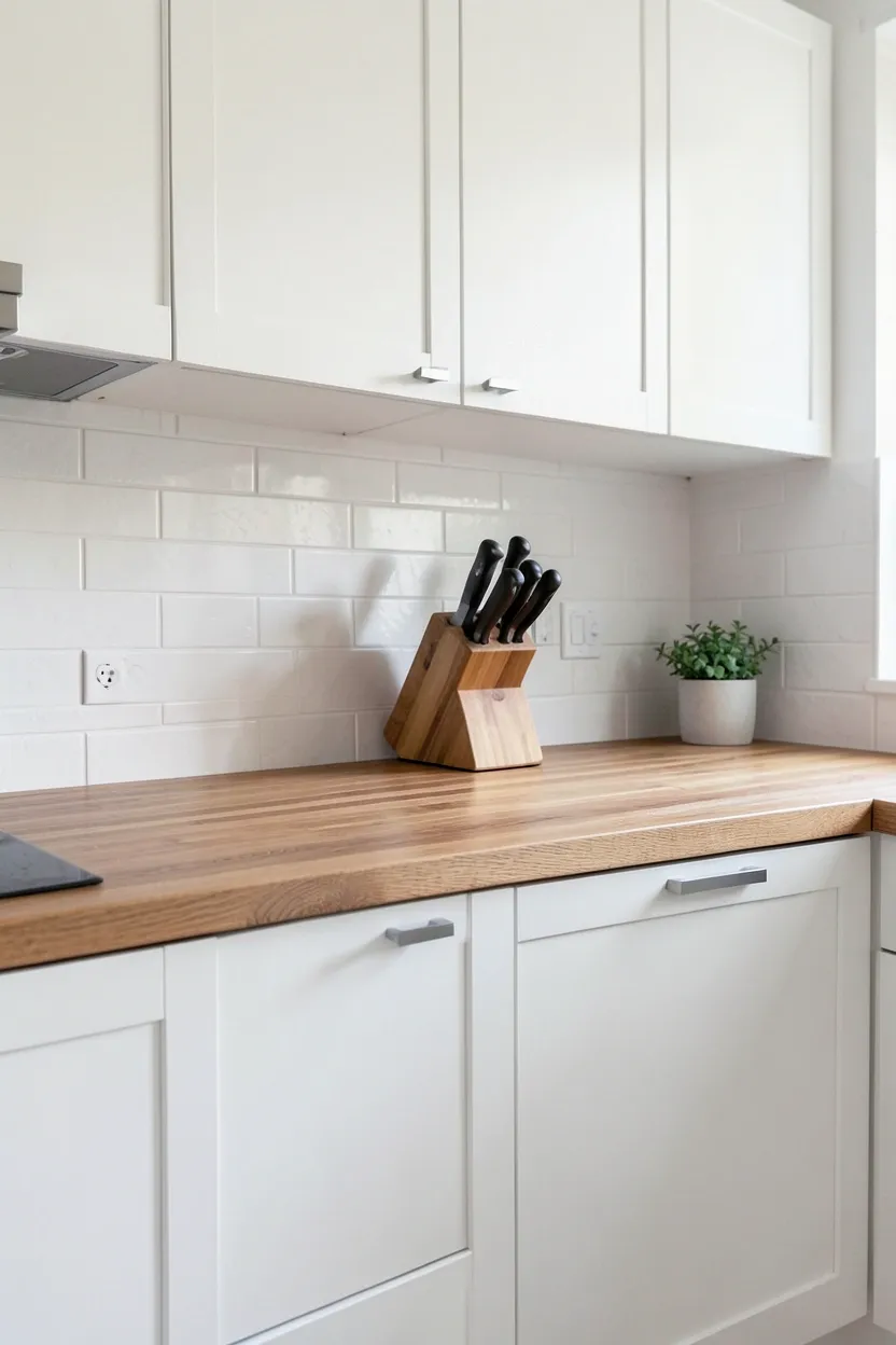 Butcher Block Countertops in Scandinavian Kitchen
