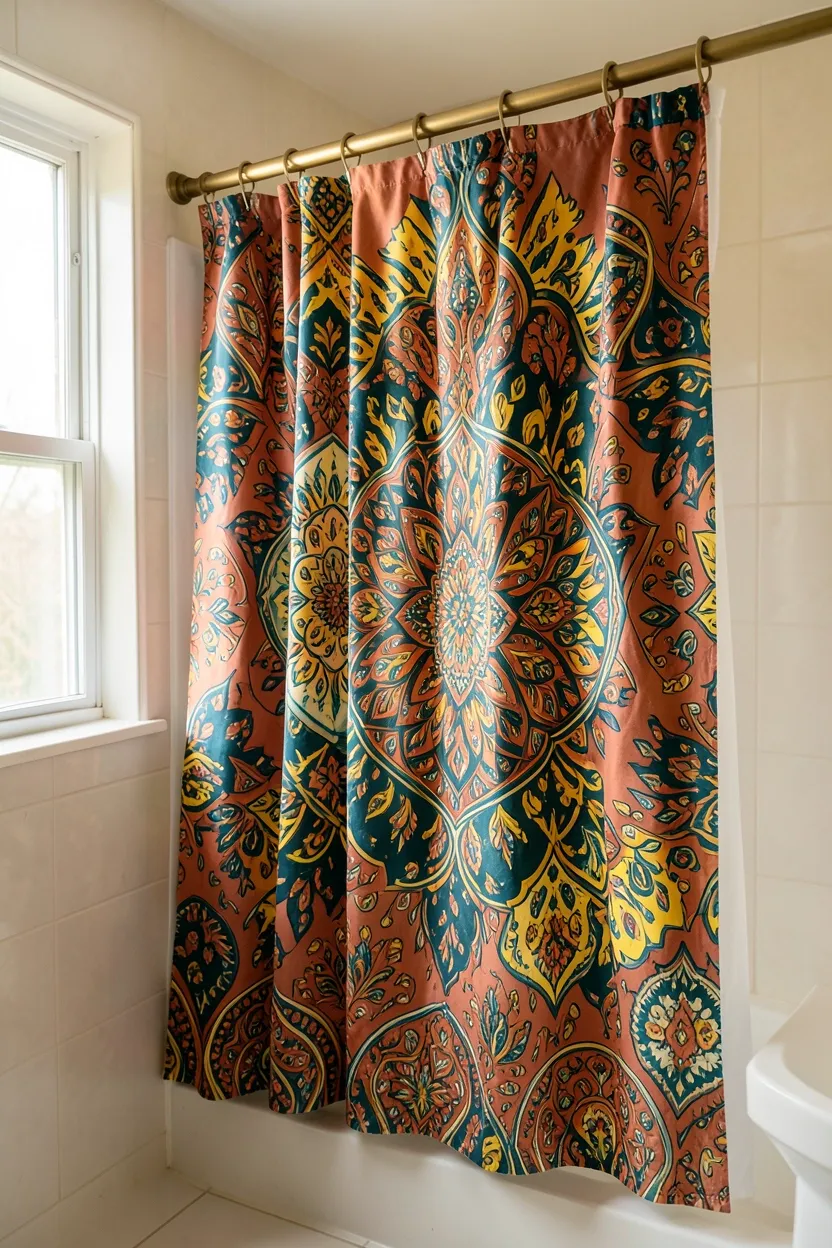 Colorful Patterned Shower Curtain
