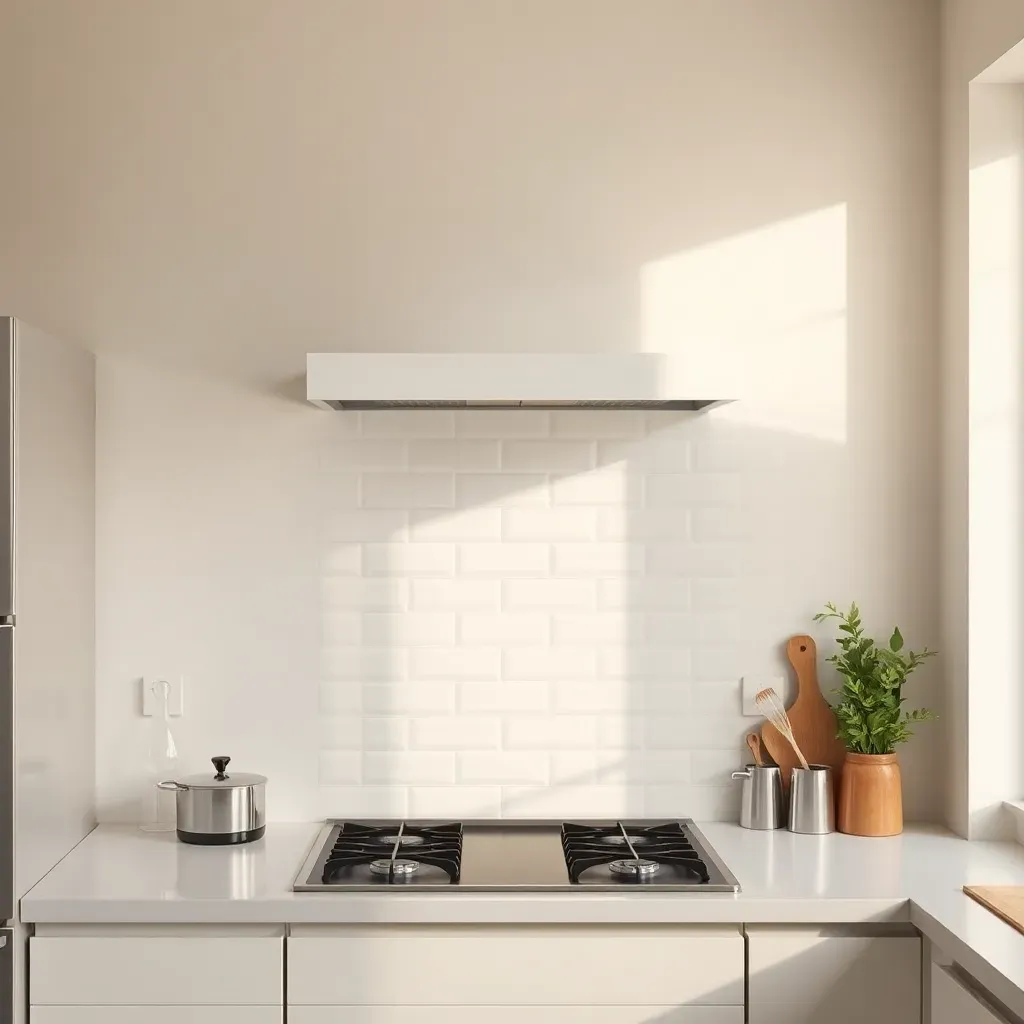 Matte white walls with subway detail