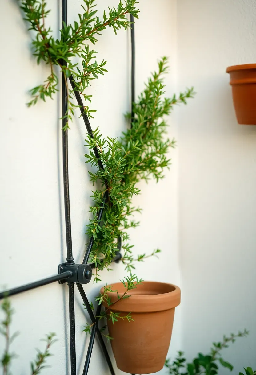 Herb trellis wall beside the kitchen door