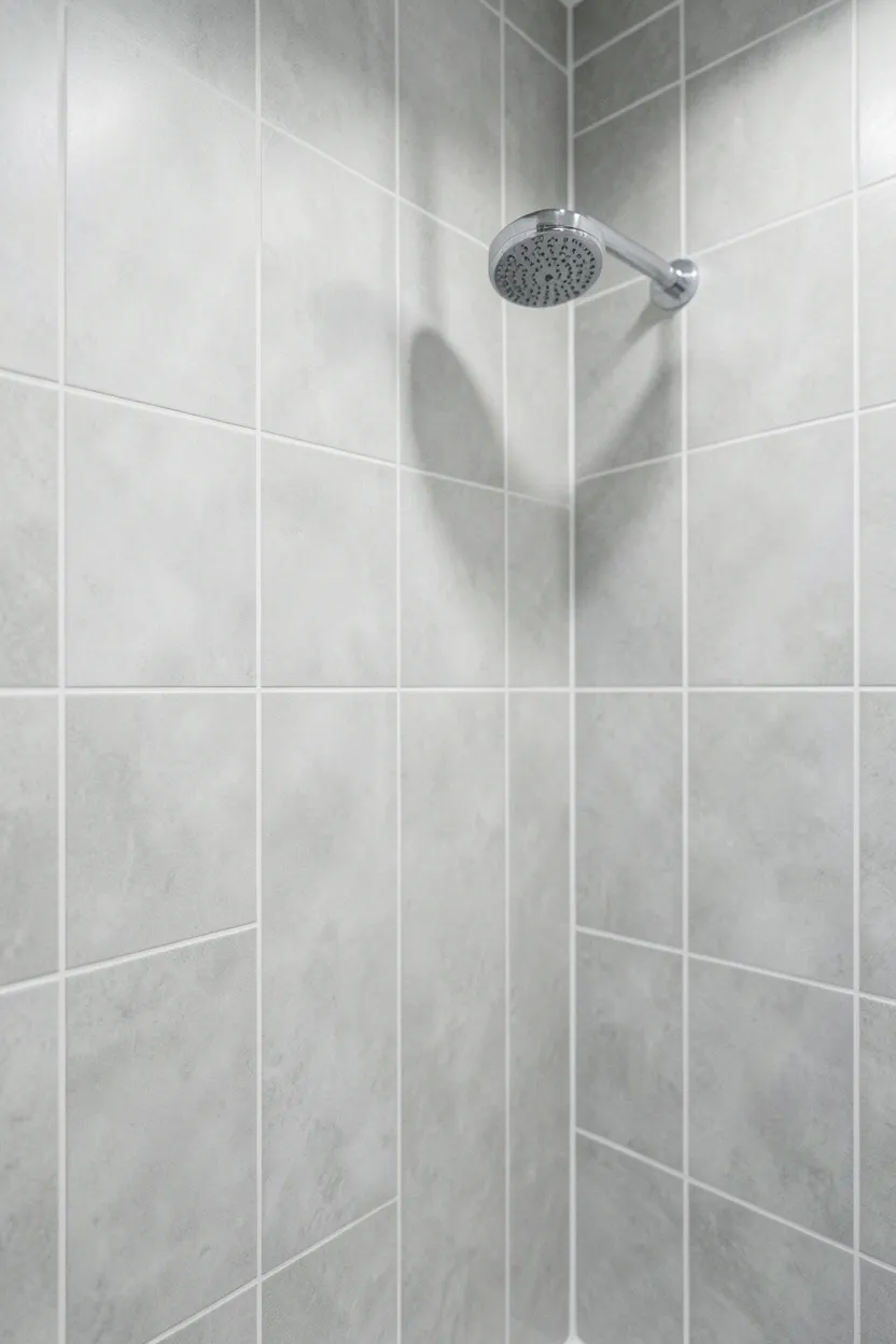 White toilet with navy blue painted tank lid as a budget blue bathroom accent in a small powder room
