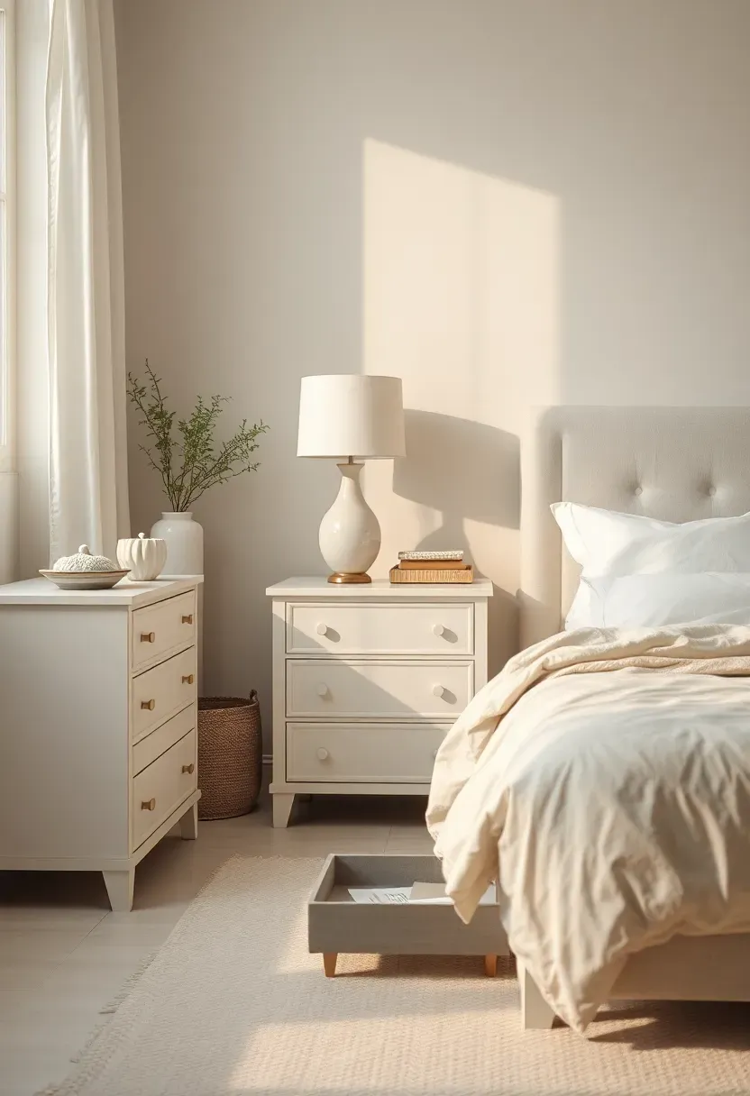 Soft White Furniture With Smoke Glass