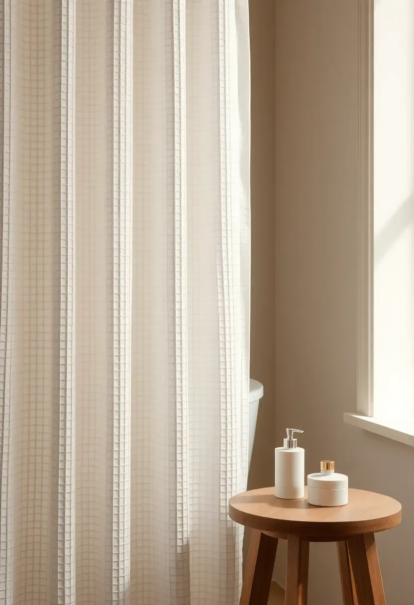 Waffle-texture shower curtain