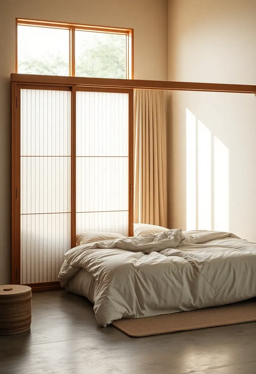 Sliding shoji screen with ribbed glass