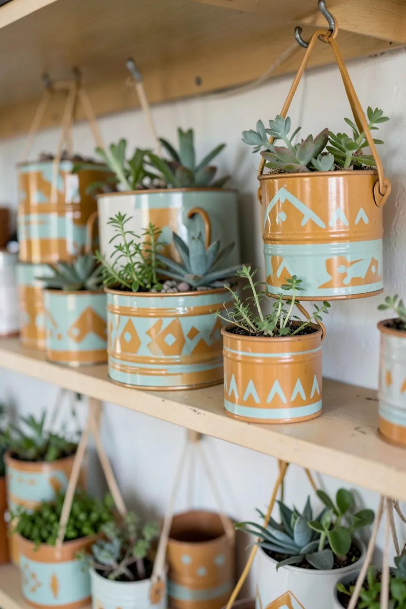 Painted Tin Can Planters