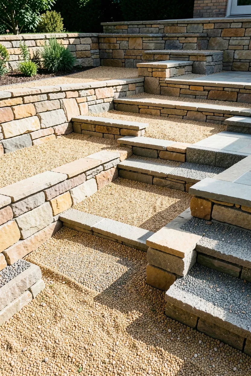 Multi-Level Gravel Patio Design