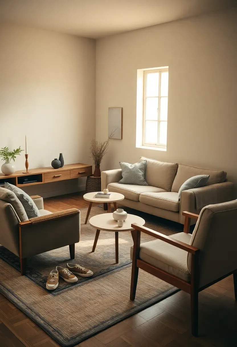 Vintage rug to define the main seating zone