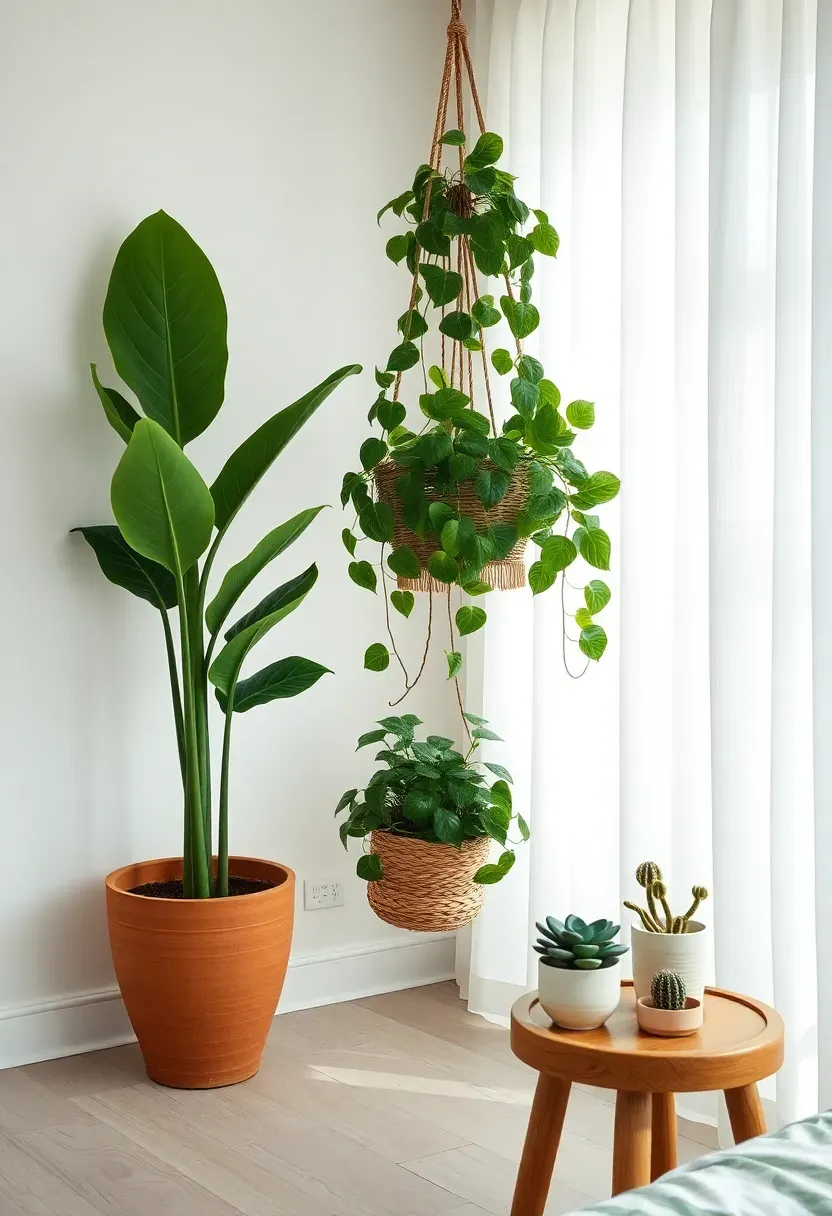 Potted plant corner for natural boho life