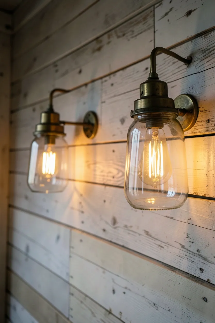 Vintage Wall-Mounted Sconces with Mason Jar Shades