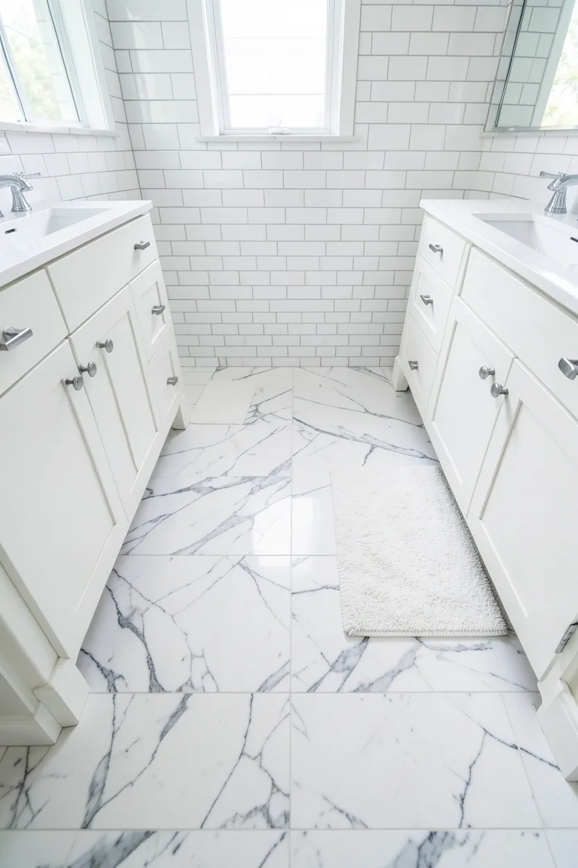 White Marble Floor with Blue Veining