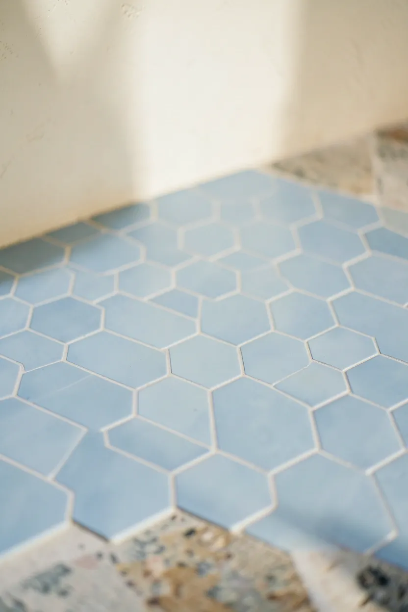 Soft Blue Hexagon Tiles
